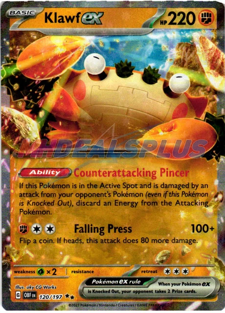 NM Pokemon Obsidian Flames Klawf EX Double Rare 120 #120/197
