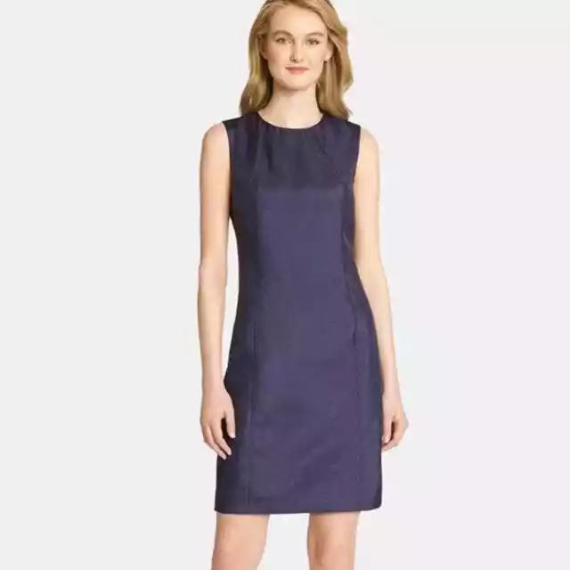 Tahari Women's Navy Blue Satin Sleeveless Sheath Dress Size US 8