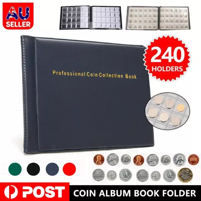 240 Pockets Coin Collection Book Holder Storage Coin Album Money Penny Album AU