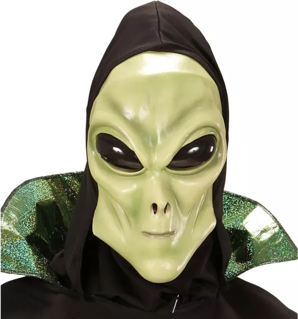 &HOODED ALIEN MASK WITH BUBBLE EYES