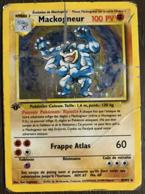 Carte Pokémon Mackogneur 8/102 Edition 1 Holo Set de Base Wizards Fr Rare