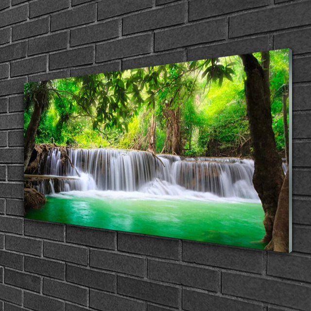 Quadro Su Tela Incorniciato - Cascata Nella Foresta Tropicale, Stampa Giclée, Arte Contemporanea