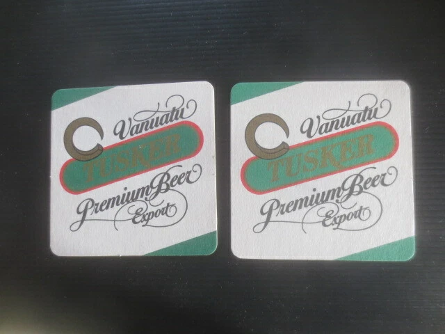 2 the same TUSKER Premium Beer  Brewery Issue  "Vanuatu " BEER  Coasters