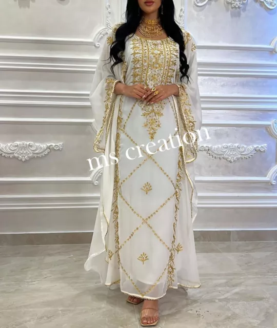 SOLDE BLANC MAROCAIN Dubai Caftan Farasha Abaya Mariage Fantaisie Long Robe 69 EUR 60 53 PicClick FR