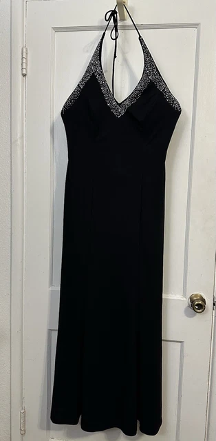 slim fit dress slacks Blondie Nites By Linda Bernell Black Halter Prom Dress (US13) – The HOT  Exchange main image 0