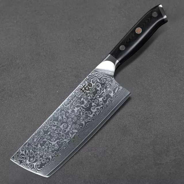 Japanese 7in Nakiri Knife Japan VG10 Damascus Steel Kitchen Cooking Chef Knives