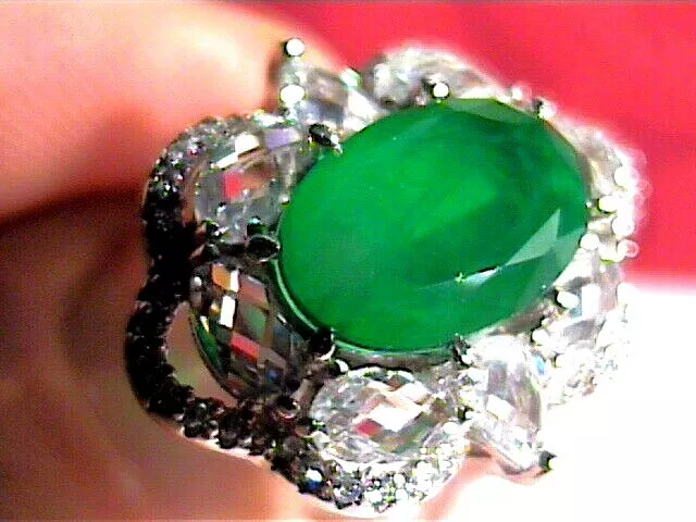 EMERALD 925 Sterling Silver Ring 6.5 elegant femme classy dinner party NICE