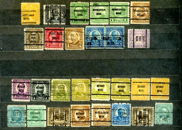 U.S. Precancel Stamps, Minnesota, Michigan Towns and Types