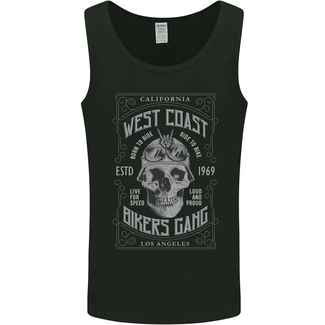 Bikers Gang Motorcycle Motorbike Skull Rock Mens Vest Tank Top