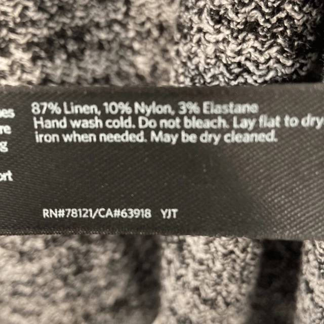 Eileen Fisher Black Gray Knit Open Cardigan Sweater, Size-M 3