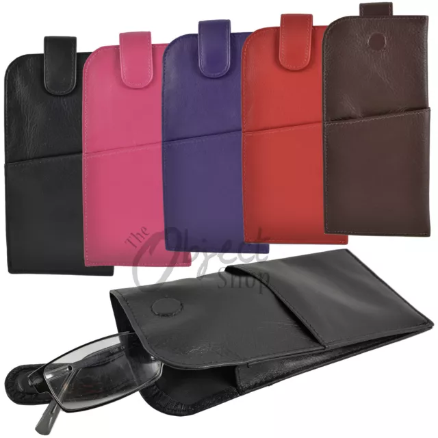 Mala Leather Glasses Sleeve Tab Case Soft Specs Reading Slim Cover in 5 Colours