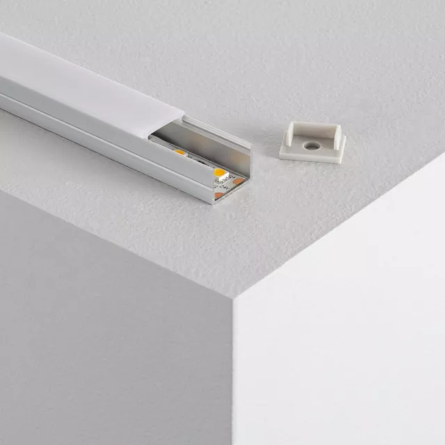 Perfil de Aluminio de Superficie con Tapa Continua para Tira LED hasta 15 mm