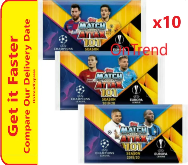 2019 2020 Match Attax 101 UEFA Champions Soccer Trading Cards - 10 Sealled Packs