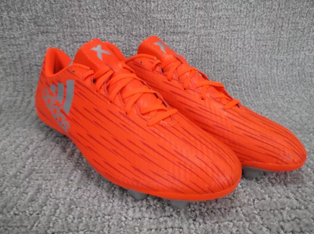 ADIDAS Soccer Cleats X 16.4 FG S75678 SOLAR Orange SILVER Size 13.5 Vivid Bright