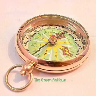 Vintage Style Brass Pocket Compass Mini Maritime Collectible Gift