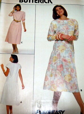 *LOVELY VTG 1980s DRESS BUTTERICK Sewing Pattern 8-10-12 UNCUT