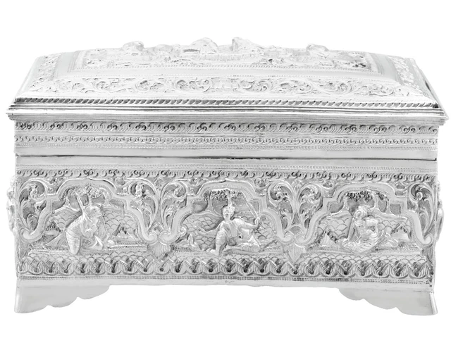 Antique Burmese Silver Box Circa 1890
