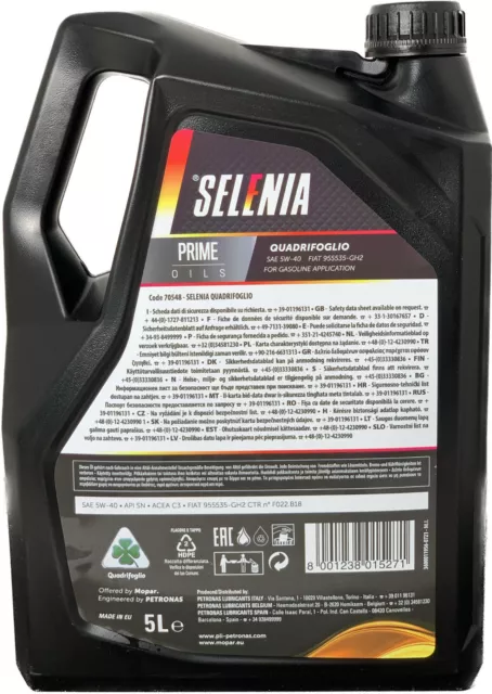 Petronas Selenia QUADRIFOGLIO 5W40 5 Litros Fiat 9.55535-GH2 2