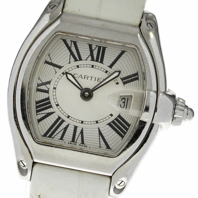 CARTIER Roadster SM W62016V3 Date Silver Dial Quartz Ladies Watch
