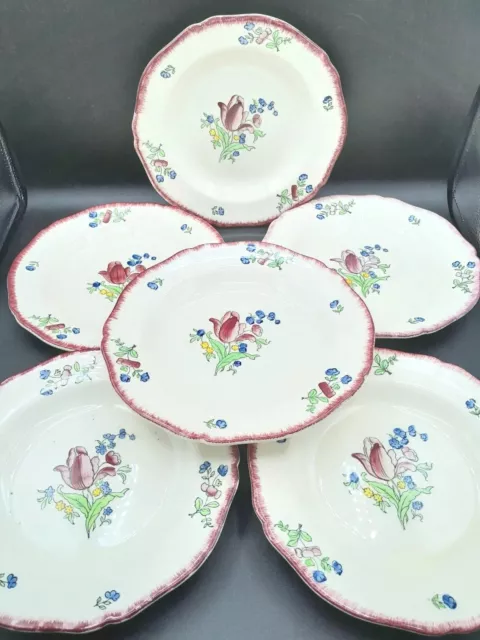 LOT DE 6 ASSIETTES CREUSES FAÏENCE GIEN modèle" LORRAINE"