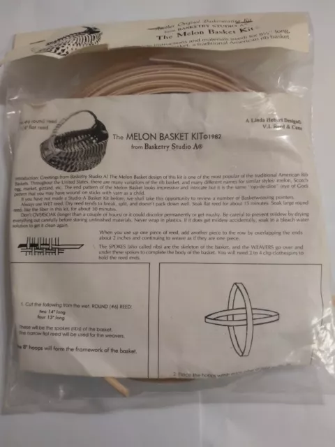 Vintage 1982 Basketry Studio A The Melon Basket Kit 8.5" L x 5.5" T