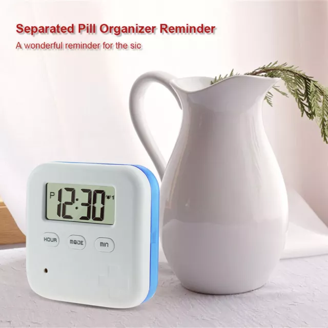 4 Grid Digital Pill Box Smart Reminder Hermetic Medicine Case Timer Alarm Clock