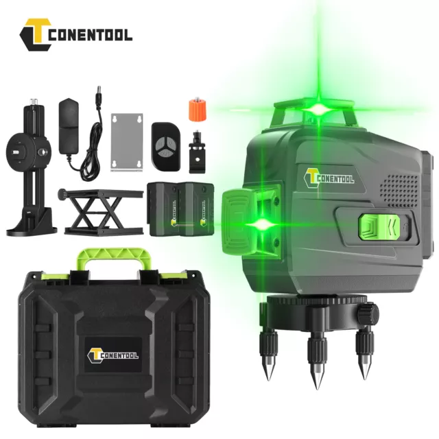 3D 12 Lines Laser Level 360° Green Auto Self Leveling Rotary Cross Measure Tool