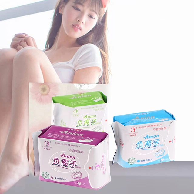 1 confezione di cuscinetti sanitari anionici winalite Love Moon eliminare i batteri mestruali PaH7
