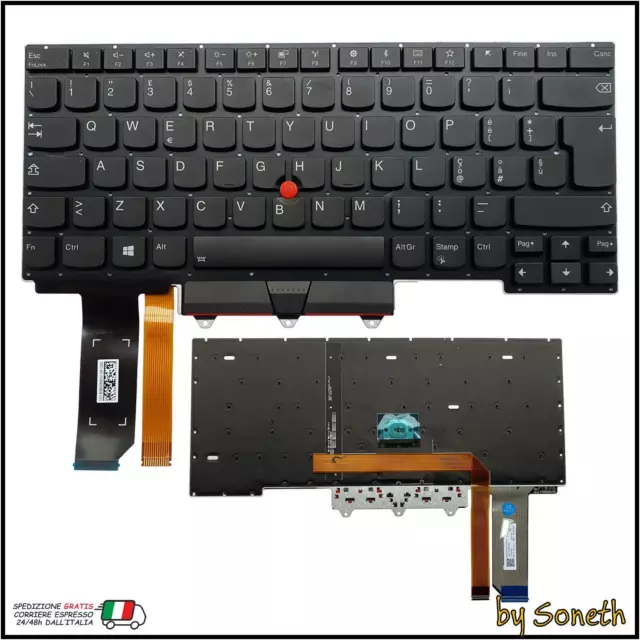 Tastiera Italiana Per Lenovo Thinkpad E14 Gen1 20Ra 20Rb Nera Retroilluminata