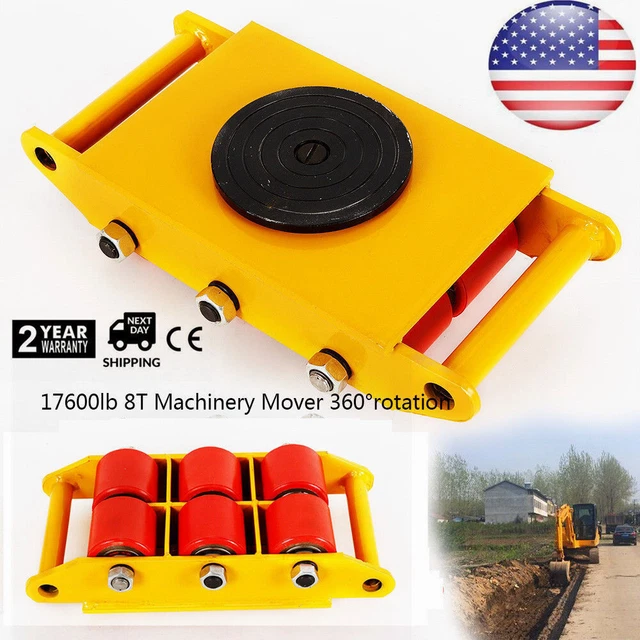 Heavy Duty Machine 17600lb Dolly Skate Machinery Roller Mover Cargo Trolley 360°