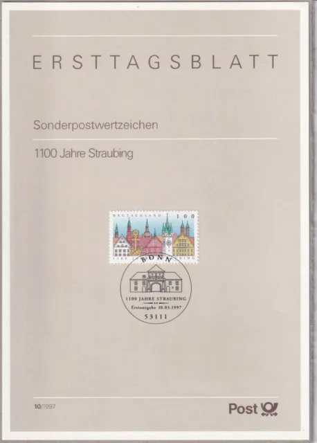 Ersttagsblatt ETB 10/1997 - "1100 Jahre Straubing" - Stempel Bonn