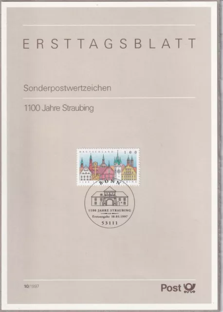 Ersttagsblatt ETB 10/1997 - "1100 Jahre Straubing" - Stempel Bonn