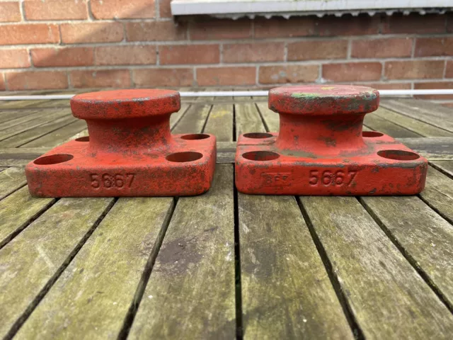 Vintage Original Pair Of Cast Iron Machine  Stops Or Ties ? Industrial Factory