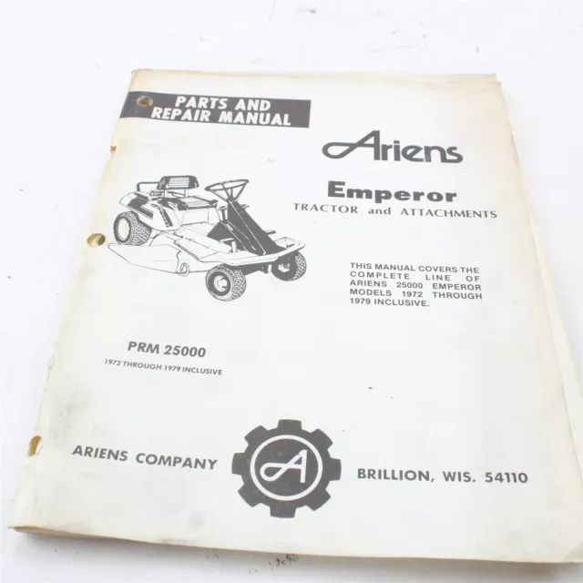 Ariens Parts And Repair Manual For Emperor 25000 Series Tractor And Attachments