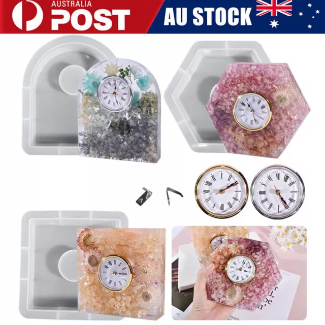DIY Silicone Epoxy Resin Craft Moulds Home Ornament Clock Bracket Bookend Mold