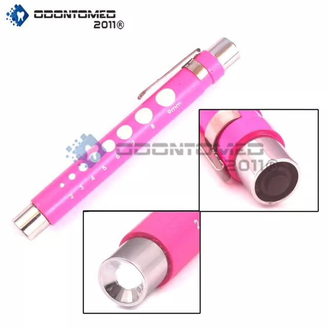 Reusable Led Pupil Gauge Nurse Pen Light Medical Click Penlight Pink