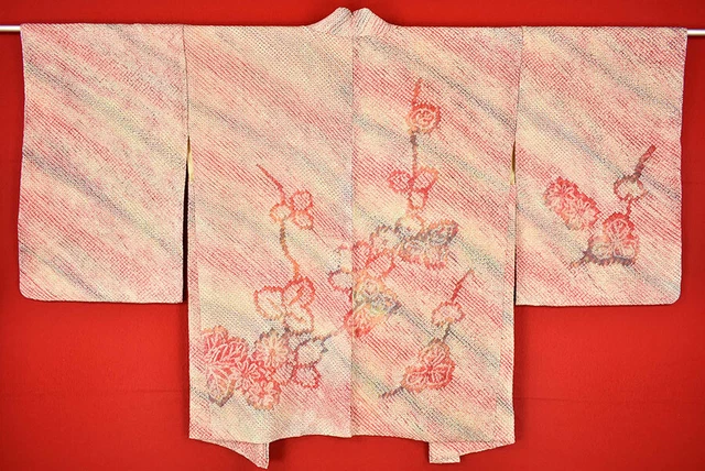 Vintage Japanese Kimono Silk Antique BORO HAORI Kusakizome SHIBORI/A315/535