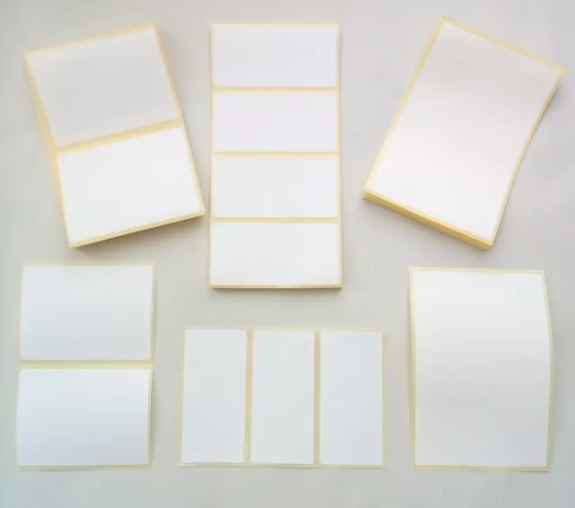 Plain White Sticky Self Adhesive Stickers Address Printer Labels. Multiple Sizes