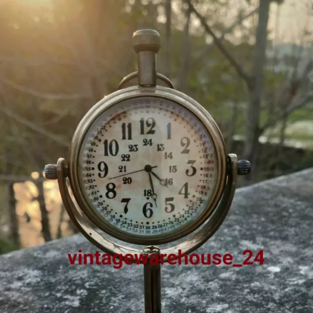 Uhr Messing Tischdeko Schreibtisch Nautisch Antik Vintage Uhr Maritim Top Marine 3