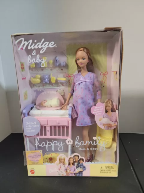 Barbie Happy Family Midge And Baby New In Box 2002 Original Factory Sealed Box. 