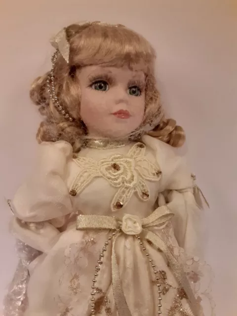 16"  Porcelain Shelf Doll Angel With Wings And Wand G Brand New With Box