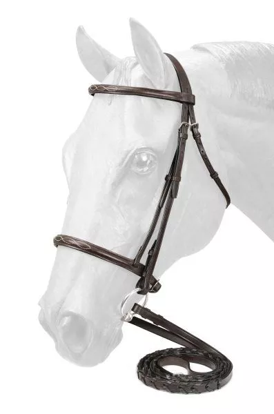 Equiroyal BROWN Leather HORSE-Sized Fancy Stitched English Bridle 22-9558-7