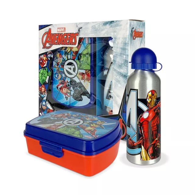 Set Déjeuner 2 Pièces Marvel Avengers Officiel Bouteille 500ml Et Repas 5386