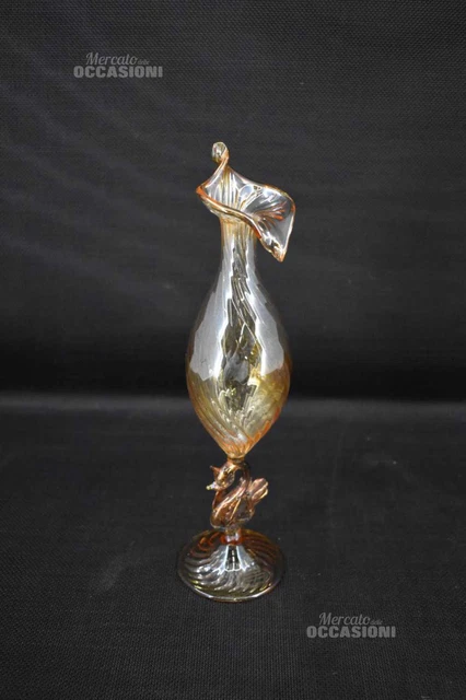 Vase IN Glass Blown Gold Base Cicgno H 26 CM