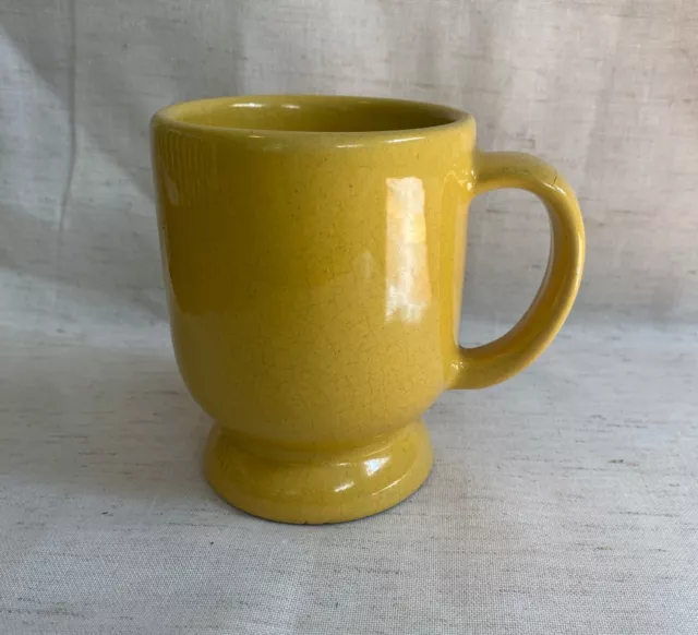 Vintage Frankoma Pottery Plainsman Autumn Yellow C2 Coffee Mug Handle Footed