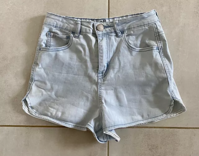 Ladies Teen Ally Short Denim Shorts Size 8 Light Blue