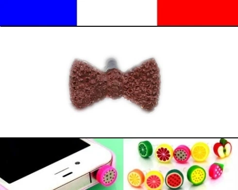 Cache anti-poussière jack universel iphone capuchon bouchon Noeud Rose