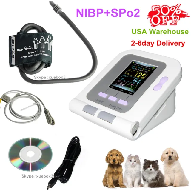 USA Digital Veterinary Blood Pressure Monitor, VET NIBP+SP02 Probe  CONTEC08A,CE