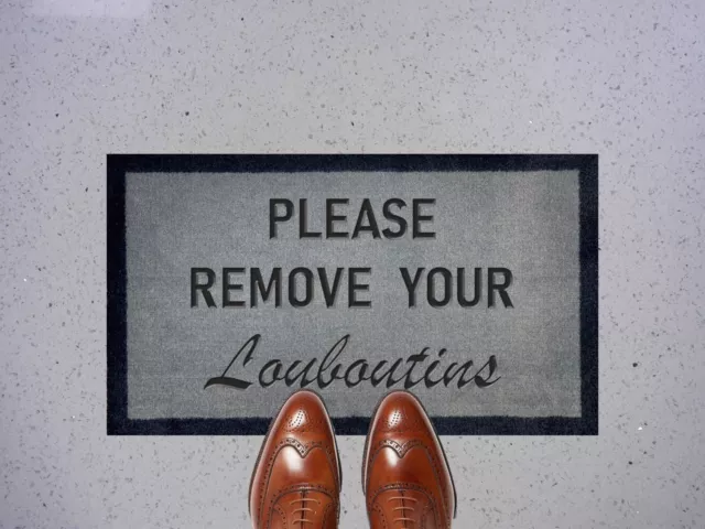 Please Remove Your Louboutins Light Brown Grey Cream Green Door Mat 70x40cm Gift