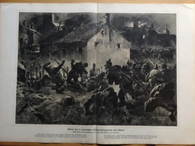 1914 Zeitungsdruck ÜL+M 379 Lihons Frankreich Maler Anton Hoffmann